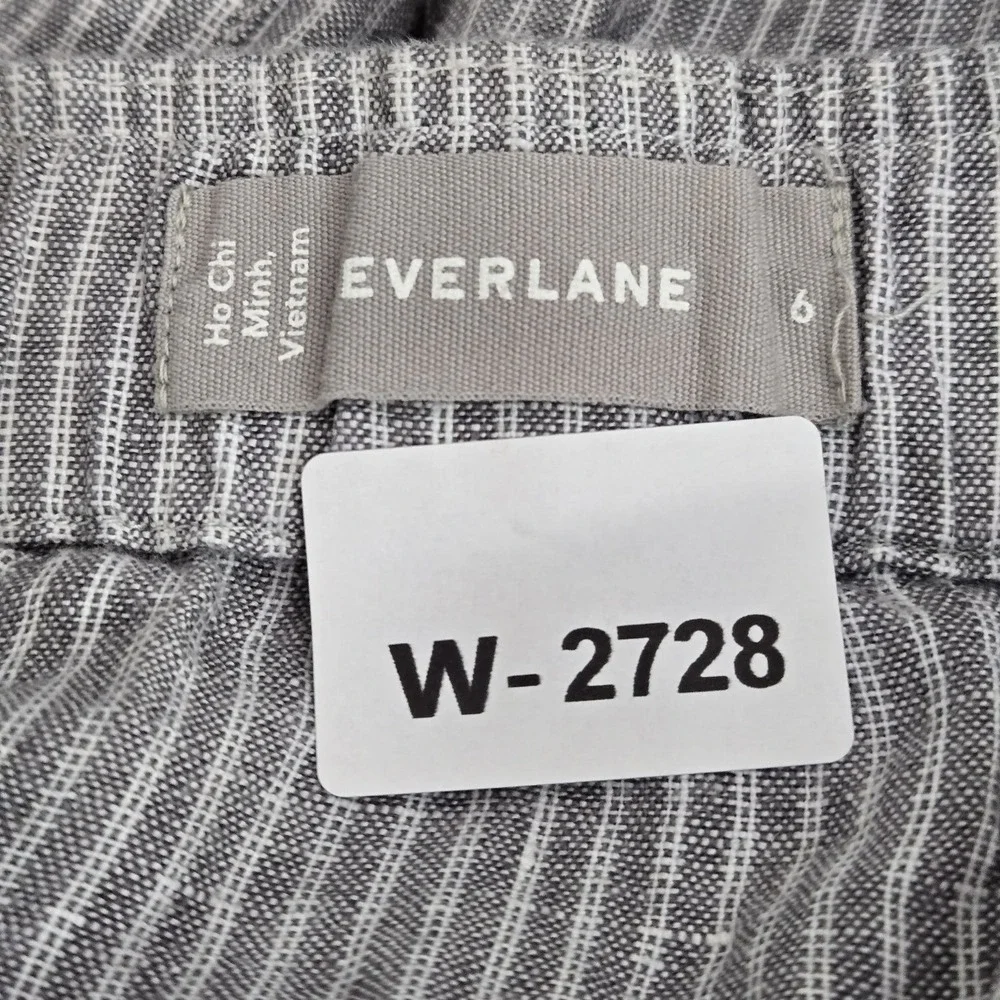 Everlane‎ Women Overall 6 Gray Linen Striped Jumpsuit Coastal Beach 24